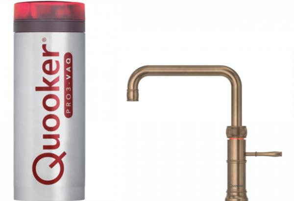 Quooker 3CFSPTN PRO3 Classic Fusion Square Patinated Brass Boiling Water Tap