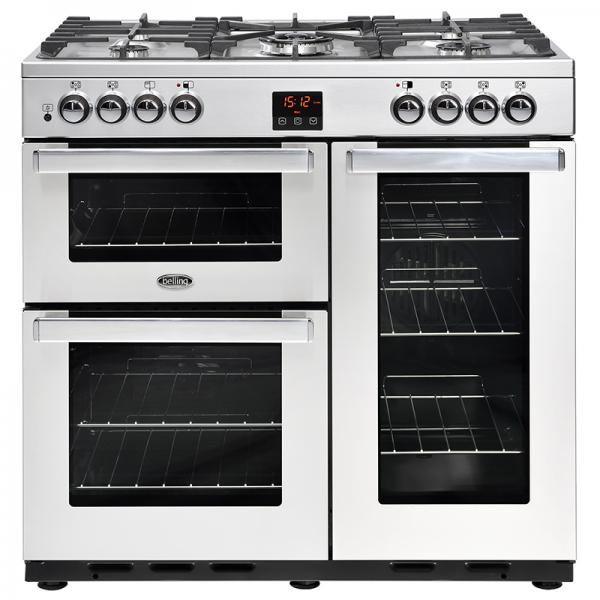 Belling 444444069 Professional Stainless Steel Cookcentre 90DFT Dual Fuel Range Cooker	