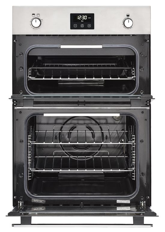 Belling BI902G 444444795 90cm Stainless Steel Built-In Gas Double Oven