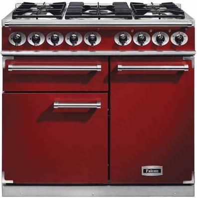 Falcon F1000DXDFRD/NM 98640 1000 Deluxe Dual Fuel Cherry Red Range Cooker