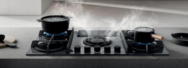 Elica NT-FLAME-BLK-DO NikolaTesla Flame Black Gas Hob with Ducted Extraction
