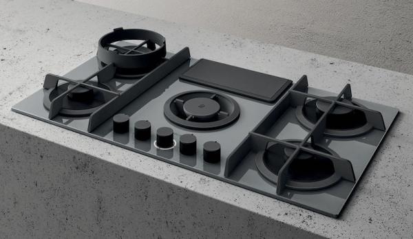 Elica NT-FLAME-GR-DO NikolaTesla Flame Grey Gas Hob with Ducted Extraction