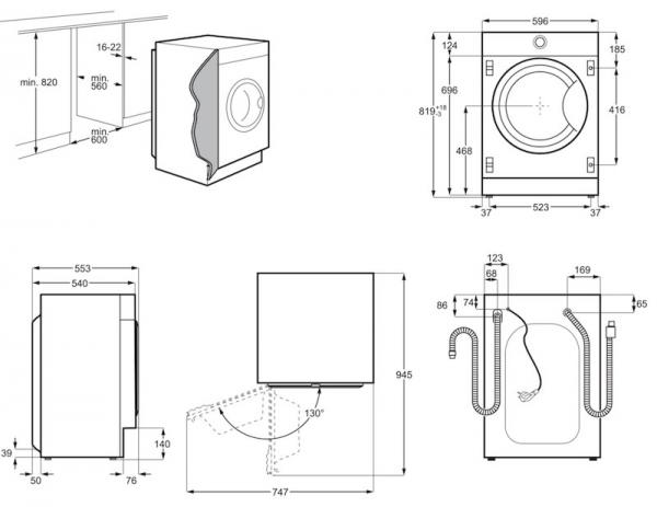 Zanussi Z716WT83BI Integrated Washer Dryer