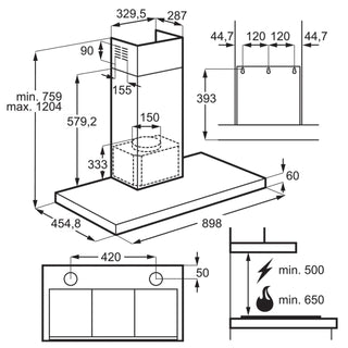 AEG DBE5961HG 90cm Cooker Hood