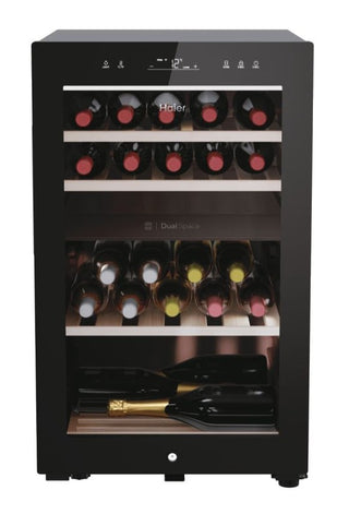 Haier HWS42GDAU1 Freestanding Black Glass Dual Zone Wine Cooler