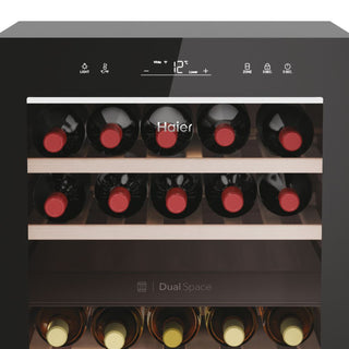 Haier HWS42GDAU1 Freestanding Black Glass Dual Zone Wine Cooler