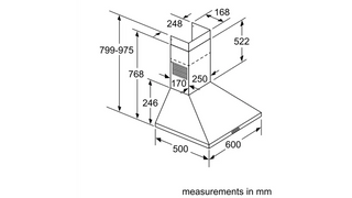 Neff D62PBC0N0B 60cm Chimney Hood Pyramid Design
