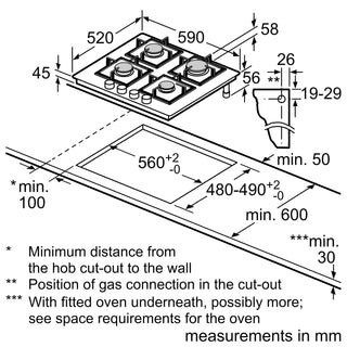 Bosch PPP6A6I40 60cm Gas Hob