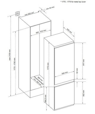Sensis RFCMBI015450EW Built In Frost Free Fridge Freezer