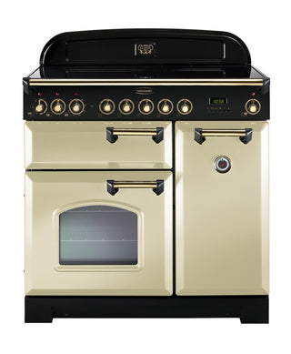 Rangemaster Classic Deluxe 90cm Ceramic Range Cooker With Brass Trim