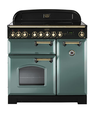 Rangemaster Classic Deluxe 90cm Ceramic Range Cooker With Brass Trim