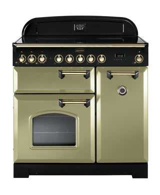 Rangemaster Classic Deluxe 90cm Ceramic Range Cooker With Brass Trim