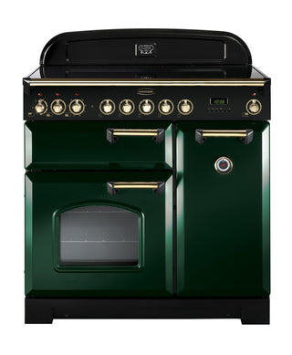 Rangemaster Classic Deluxe 90cm Ceramic Range Cooker With Brass Trim