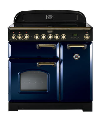 Rangemaster Classic Deluxe 90cm Ceramic Range Cooker With Brass Trim