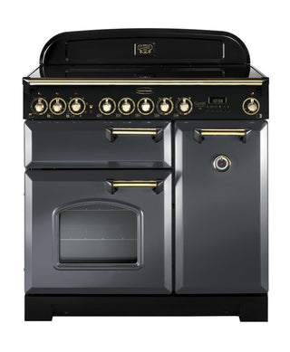 Rangemaster Classic Deluxe 90cm Ceramic Range Cooker With Brass Trim