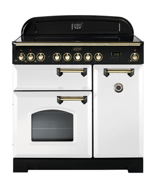 Rangemaster Classic Deluxe 90cm Ceramic Range Cooker With Brass Trim