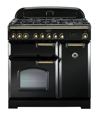 Rangemaster Classic Deluxe 90cm Dual Fuel Range Cooker With Brass Trim