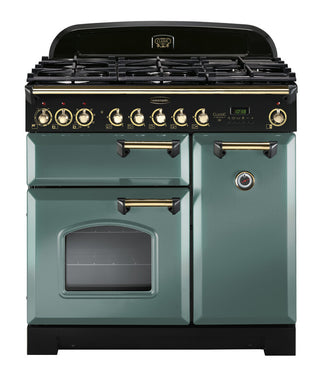 Rangemaster Classic Deluxe 90cm Dual Fuel Range Cooker With Brass Trim