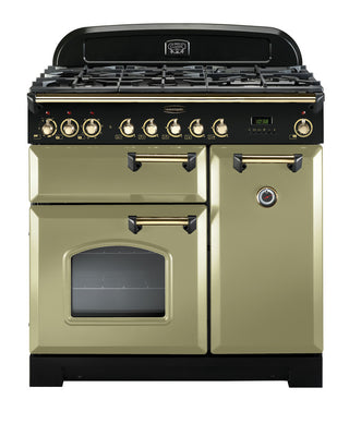 Rangemaster Classic Deluxe 90cm Dual Fuel Range Cooker With Brass Trim