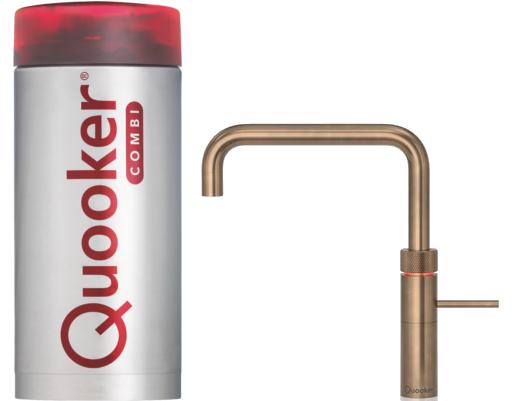 Quooker 2.2FSPTN COMBI Fusion Square Patinated Brass Boiling Water Tap