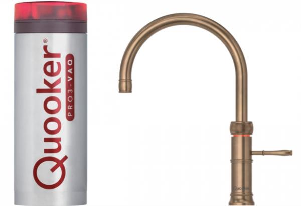 Quooker 3CFRPTN PRO3 Classic Fusion Round Patinated Brass Boiling Water Tap